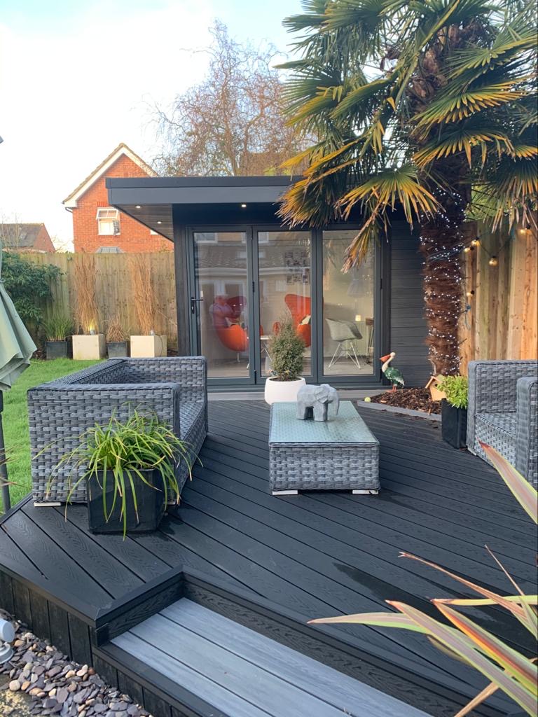 Garden Room In Coventry, With Composite Decking For Outdoor Seating Area